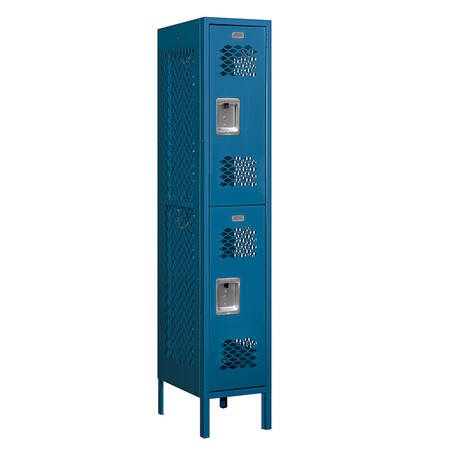 Salsbury Industries 2 Tier Vented Locker, 12"Wx66"Hx18"D, 2 Door, Blue, Assembled 72158BL-A